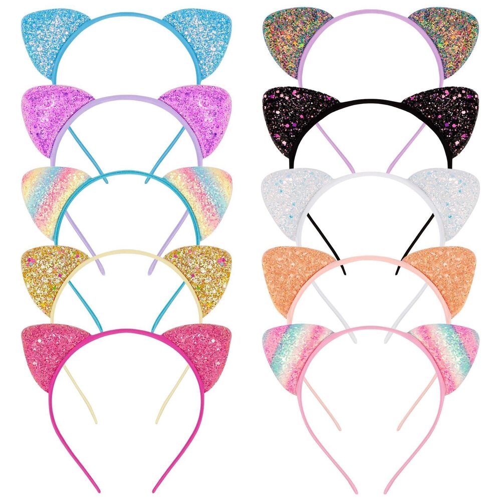 3629 10Pcs Cat Ears Headbands Glitter Taylor Party Decorations Headbands